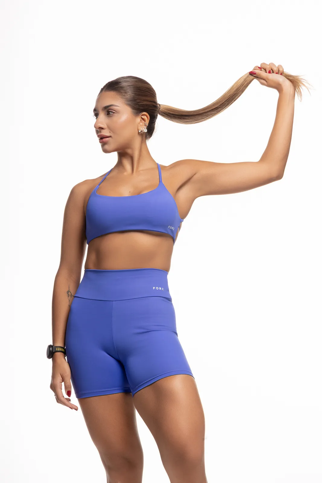 Bermuda Liso Cós Largo - Hyper Blue bermuda fitness feminina Hyper Blue Forz Fitwear hyper blue 3