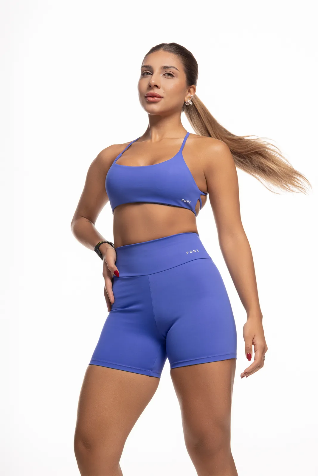 Bermuda Liso Cós Largo - Hyper Blue bermuda fitness feminina Hyper Blue Forz Fitwear hyper blue 4