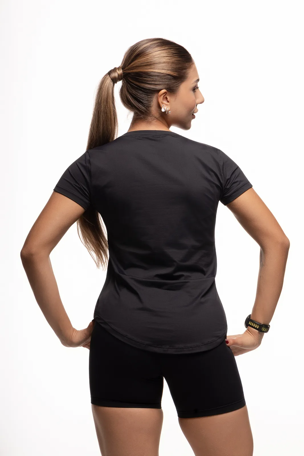 Camiseta Dryfit Arredondada - Preto camiseta dry fit feminina Preto Forz Fitwear preto 2