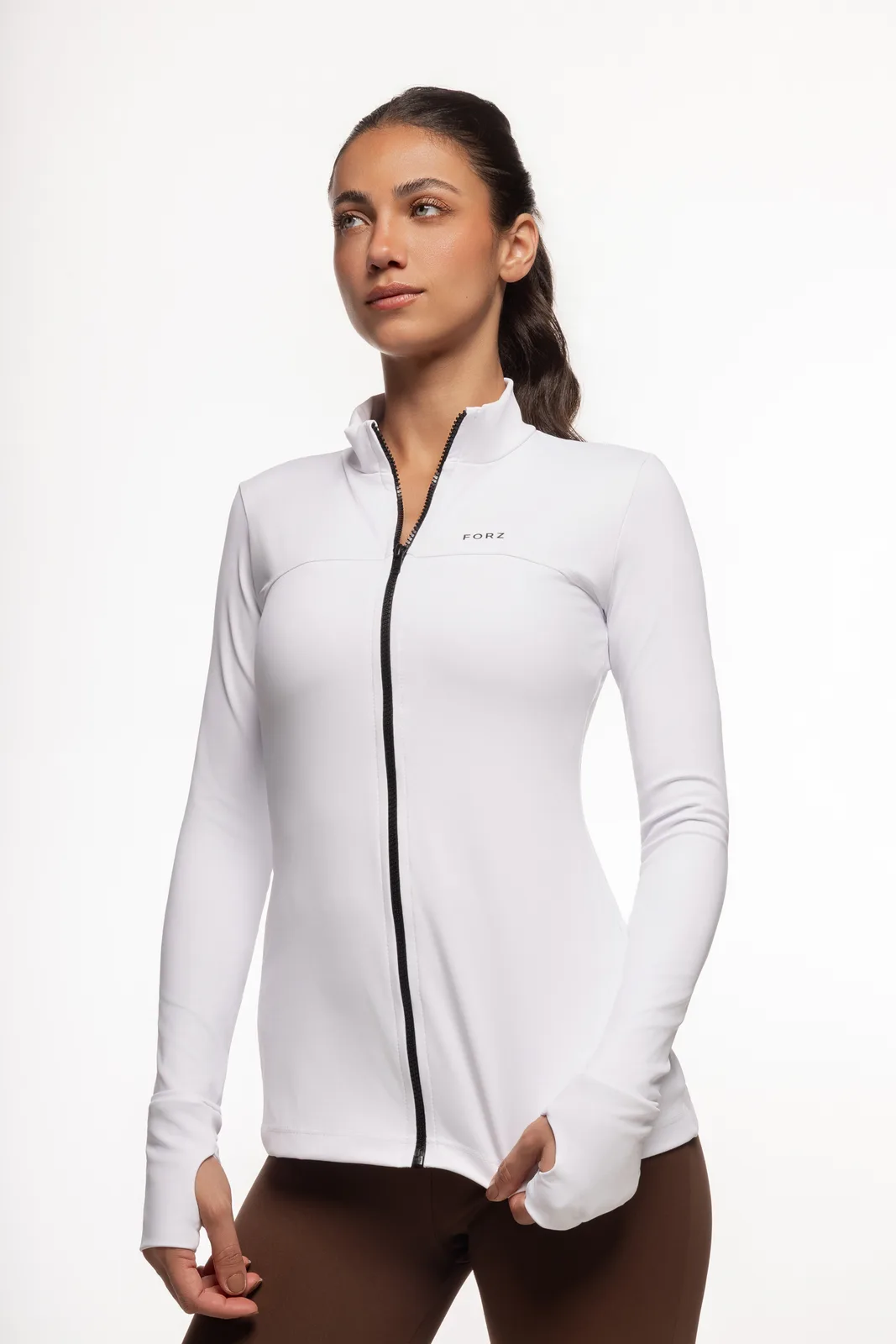 Casaco Slim Recorte Dedo - Branco moda fitness feminina Branco Forz Fitwear branco 3
