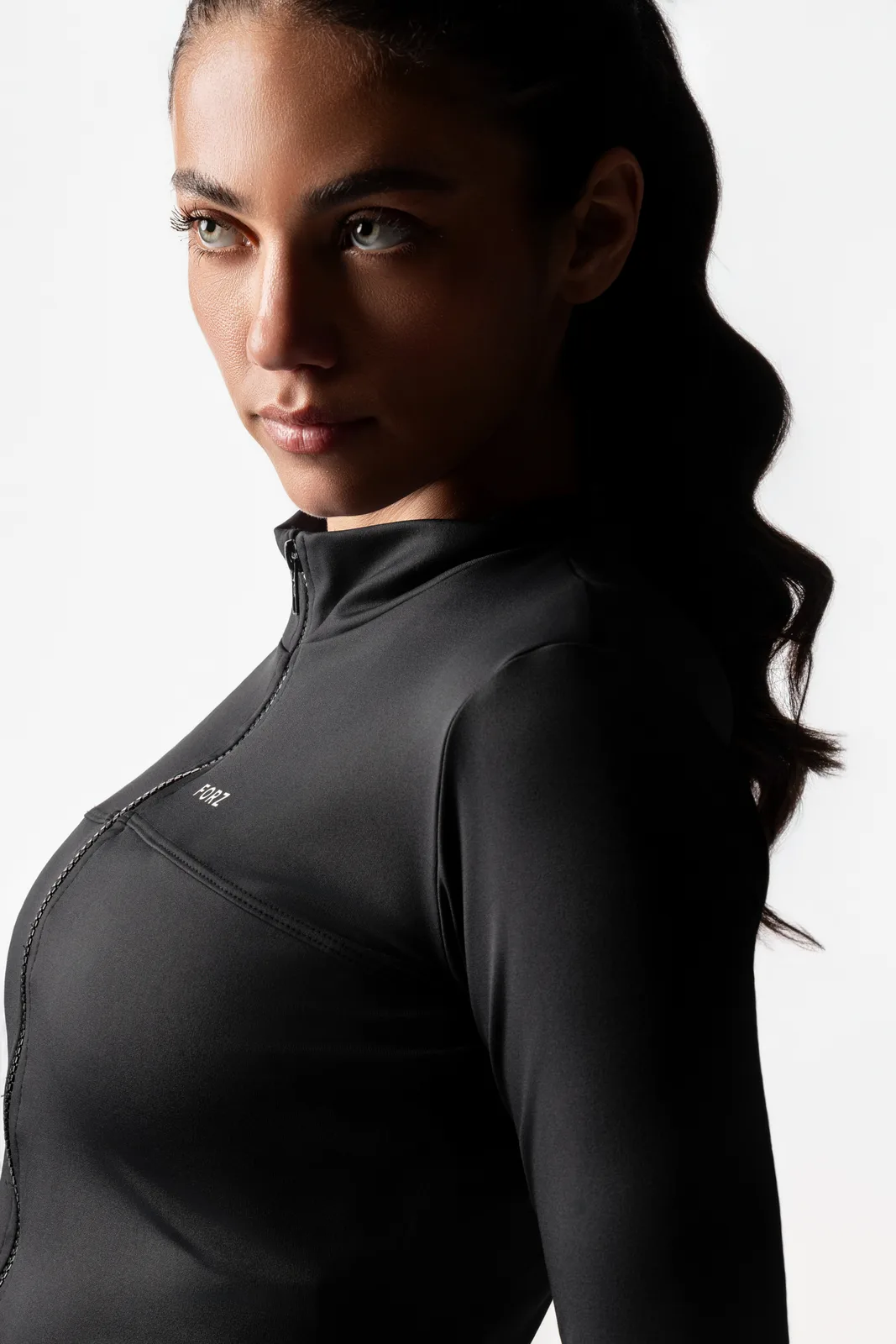 Casaco Slim Recorte Dedo - Preto moda fitness feminina Preto Forz Fitwear preto 5