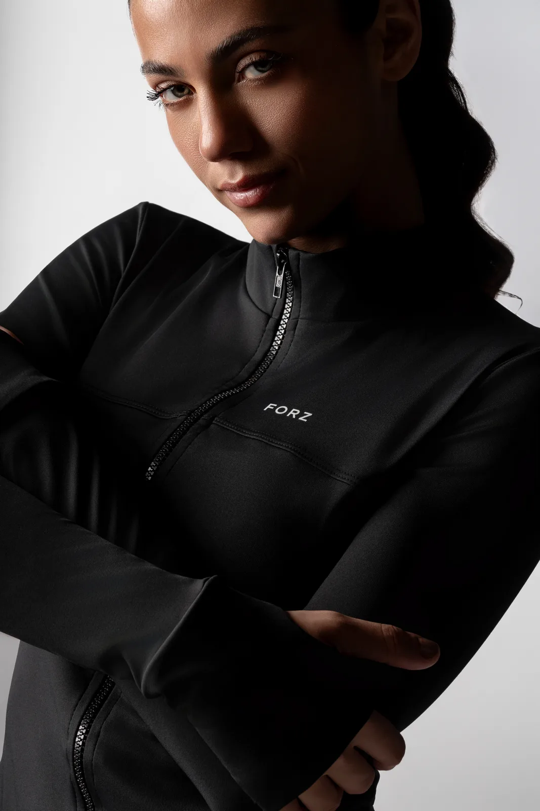 Casaco Slim Recorte Dedo - Preto moda fitness feminina Preto Forz Fitwear preto 3