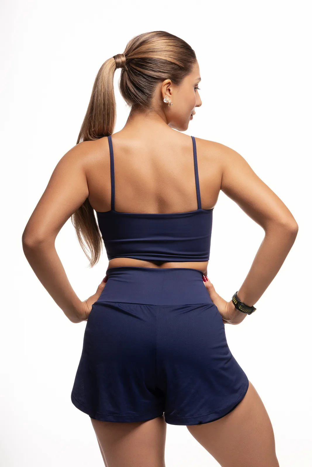 Shorts Duplo Cós Largo 2 Bolsos - Azul Marinho moda fitness feminina Azul Marinho Forz Fitwear azul marinho 2