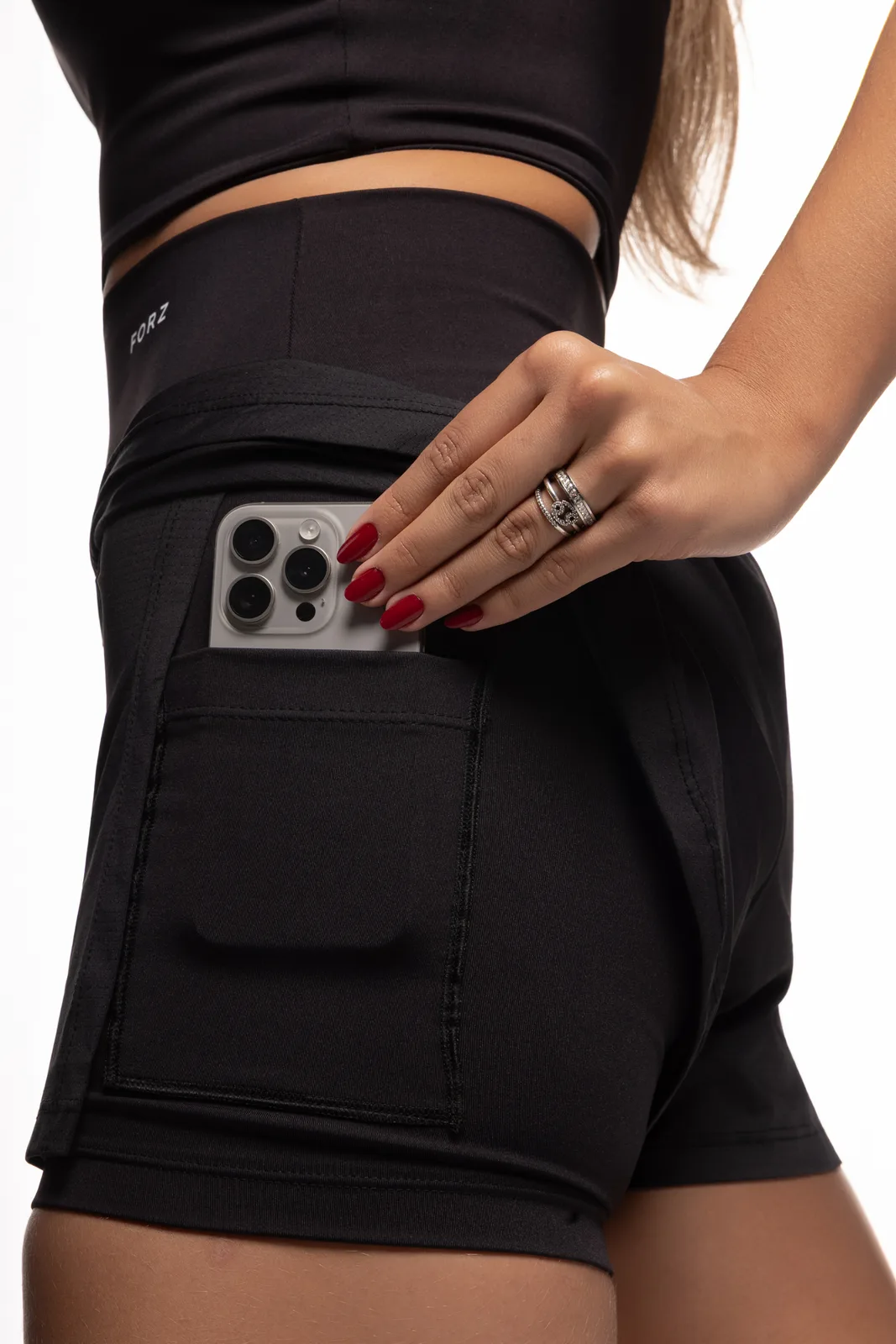 Shorts Duplo Cós Largo 2 Bolsos - Preto moda fitness feminina Preto Forz Fitwear preto 3